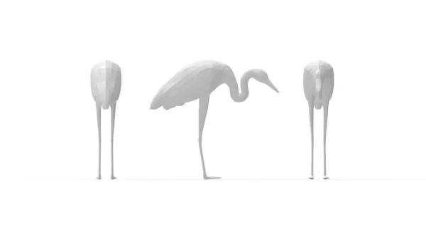 3D візуалізація чаплі ізольовано на білому тлі — стокове фото