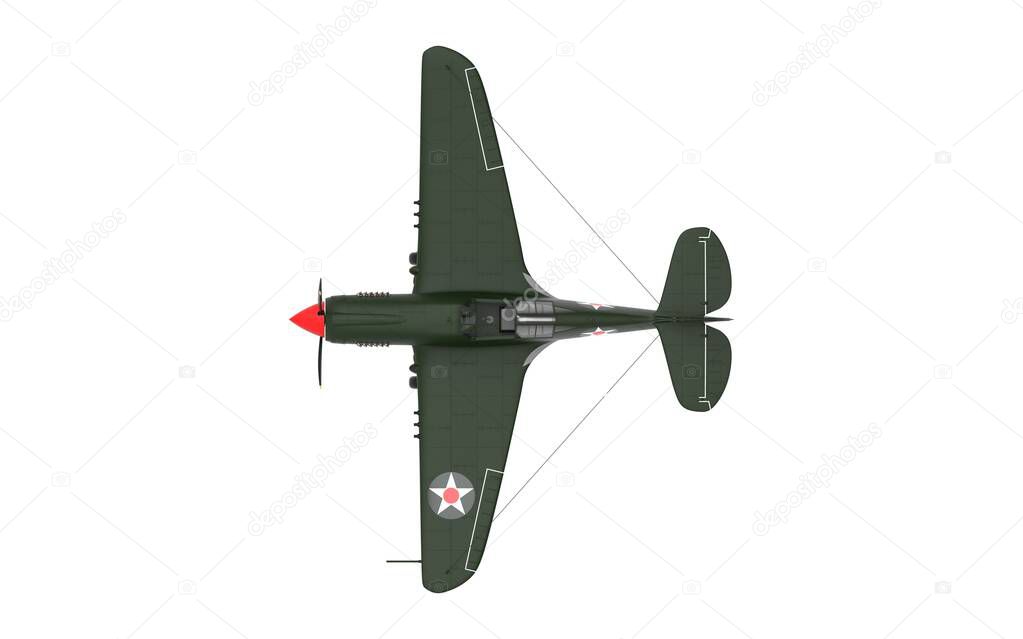 3D rendering of a world war two airplane isolated on white background.