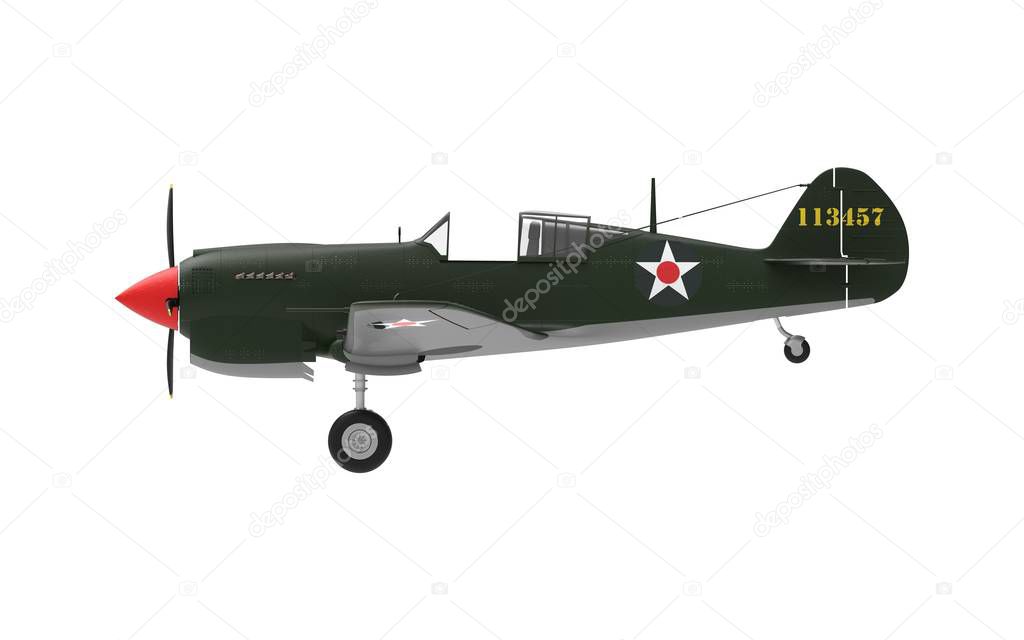 3D rendering of a world war two airplane isolated on white background.