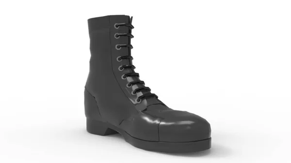 Rednering 3D de um calçado de bota de couro resistente isolado no espaço vazio — Fotografia de Stock