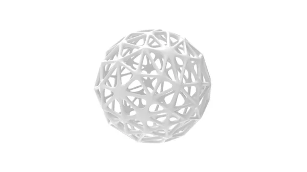 Rendering 3D di una griglia a maglia sferica organica isolata su sfondo bianco — Foto Stock