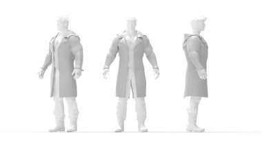 Ceketli bir adamın 3 boyutlu portresi.