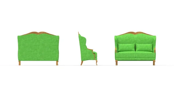 3D renderowanie sofy meble kanapy izolowane na pustym tle studio — Zdjęcie stockowe
