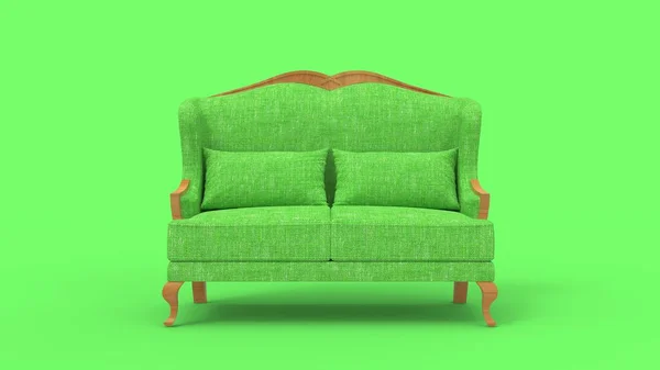 Representación 3D de muebles de sofá aislados sobre un fondo de estudio espacial vacío — Foto de Stock