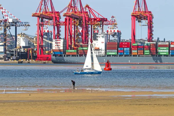 Maré baixa no porto em Durban África do Sul — Fotografia de Stock