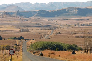 Boş kırsal asfalt yol kuru kış manzarası ile çalışan