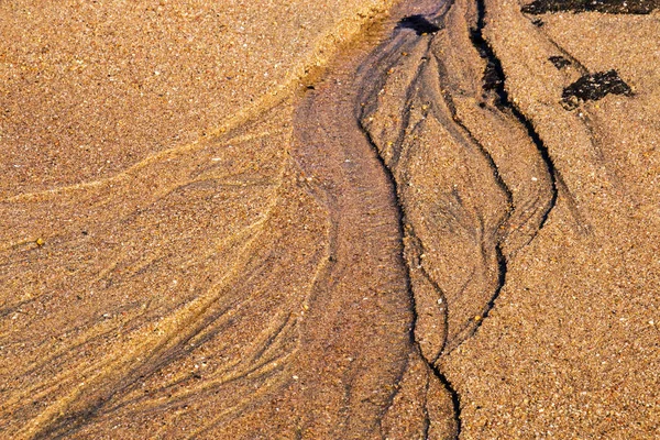 Patterns Textures and Ripples on Sandy Beach Shoreline — Stock Photo, Image