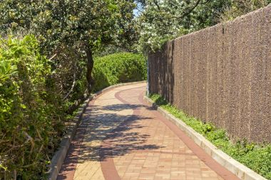 Beach geçit bölümü döşeli ve desenli bitki kaplı