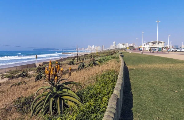 Città costiera Skyline Paesaggio e cielo blu a Durban — Foto Stock