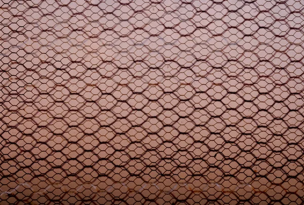 Rusty Double Layer zeshoekige Wire Mesh achtergrond — Stockfoto