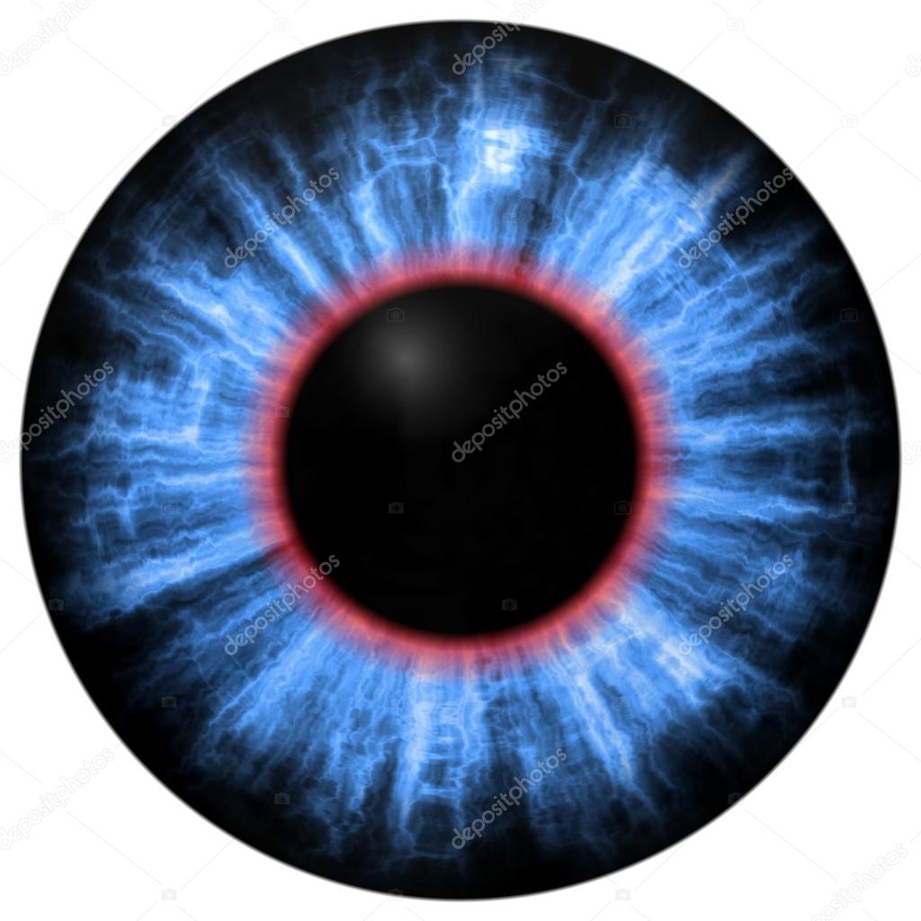 Illustration of blue eye iris, light reflection. Middle size of eyes.