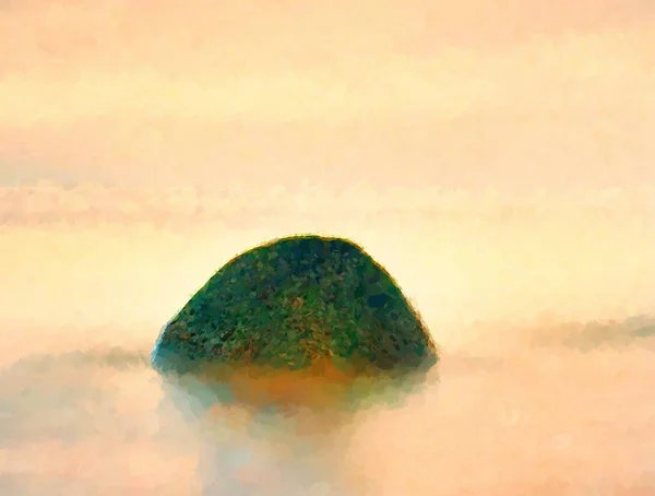 水彩絵の具。海と水から付着して大きな岩 — ストック写真