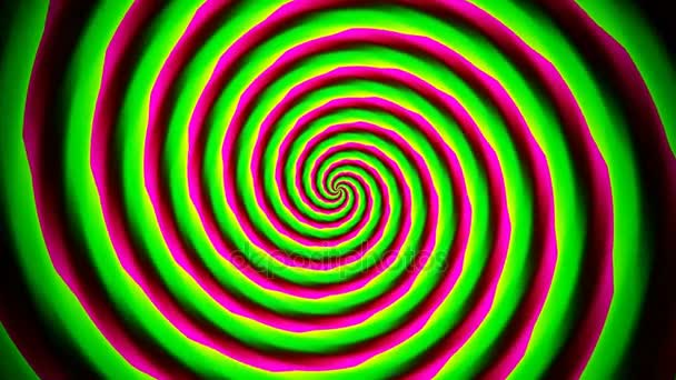 Illustrazione astratta animata di luminose spirali colorate che ruotano su sfondo bianco. Animazione colorata, loop senza soluzione di continuità . — Video Stock