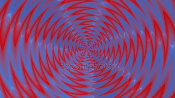 动画的抽象插图的旋转在白色背景上的蓝色红色螺旋桨。色彩鲜艳的动画，无缝环. — 图库视频影像