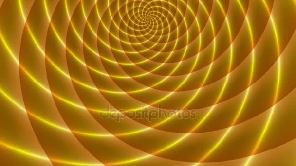 Metade da esfera de raios dourados. Ilustração abstrata animada de espirais laranja amarelas brilhantes girando sobre fundo branco. Animação colorida, loop sem costura — Vídeo de Stock