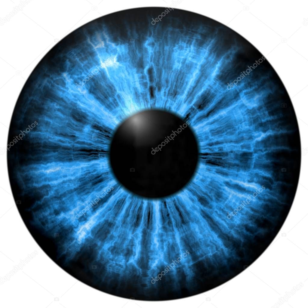 Illustration of human blue eye, light reflection. 