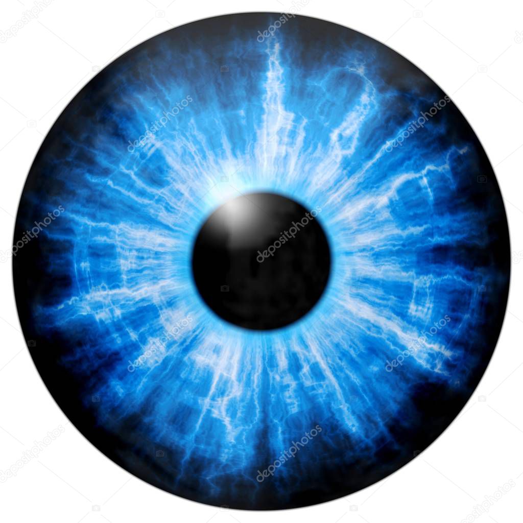 Illustration of blue eye iris, light reflection.