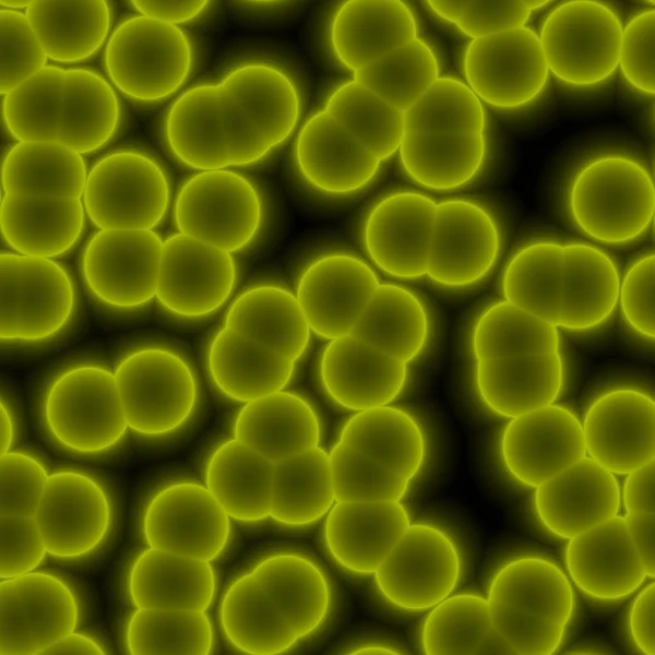 Multiplicando esferas de bactérias amarelas tóxicas em água venenosa — Fotografia de Stock