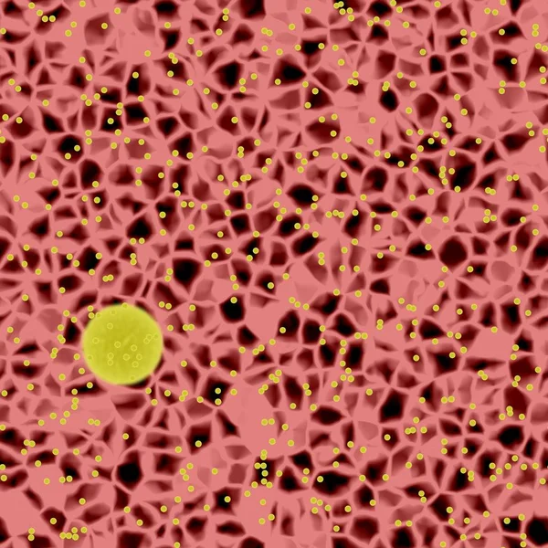Batteri gialli pericolosi o sfere virali nel sangue leggero, inizio dell'epidemia, illustrazione 3d , — Foto Stock