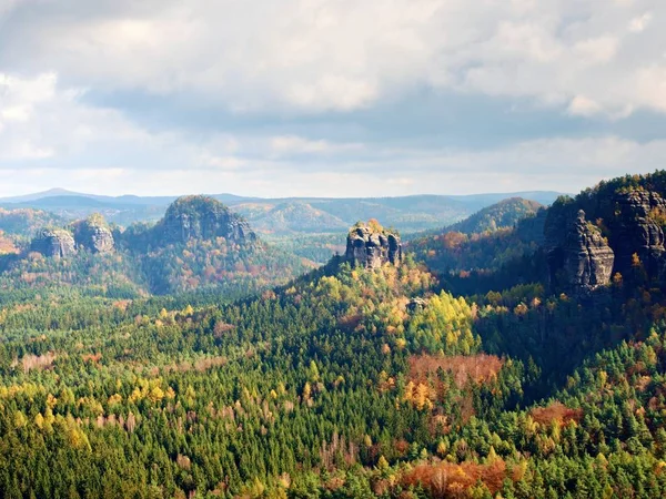 Mañana fría en la naturaleza otoñal a principios de noviembre. Colorida mañana de otoño —  Fotos de Stock