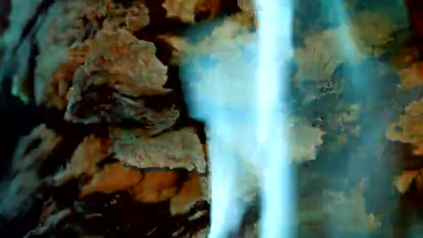 Flammes bleues intenses flamboyantes dans la cheminée. Les bois brûlants tremblent dans l'air chaud et les flammes bleues fluorescentes. Le frêne blanc recouvre les morceaux de bois en feu . 