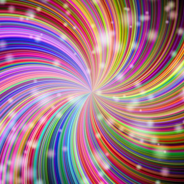 Élégantes étoiles tourbillonnent balle dans les couleurs de l'arc-en-ciel. Illustration. Fond abstrait lumineux — Photo