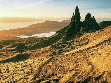 Yaşlı adam Storr, Isle of Skye Hill'de Kuzey maruz Famous kayalar 