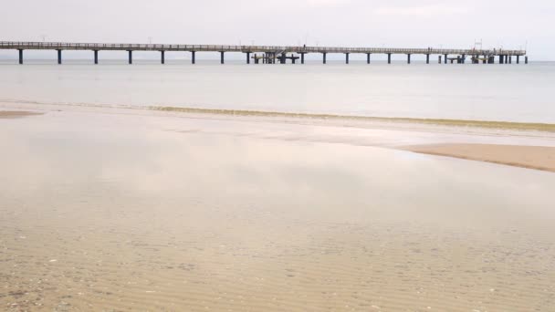 Seebruecke Seabridge Muelle Atracción Típica Playa Mar Báltico Isla Ruegen — Vídeos de Stock