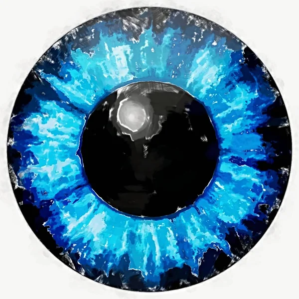 Pintura acuarela. Ilustración del iris del ojo azul, reflejo de la luz . —  Fotos de Stock