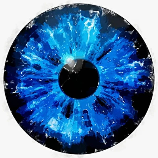 Peinture aquarelle. Illustration de l'iris oculaire bleu, réflexion de la lumière . — Photo
