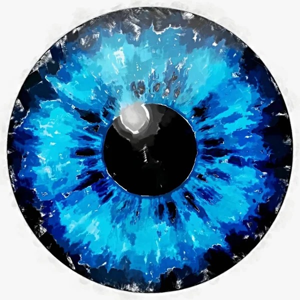 Pintura acuarela. Ilustración del iris del ojo azul, reflejo de la luz . —  Fotos de Stock