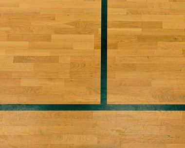 Siyah çizgiler hall bahçesi içinde. Spor salonunun çizgili ahşap zemin yıpranmış