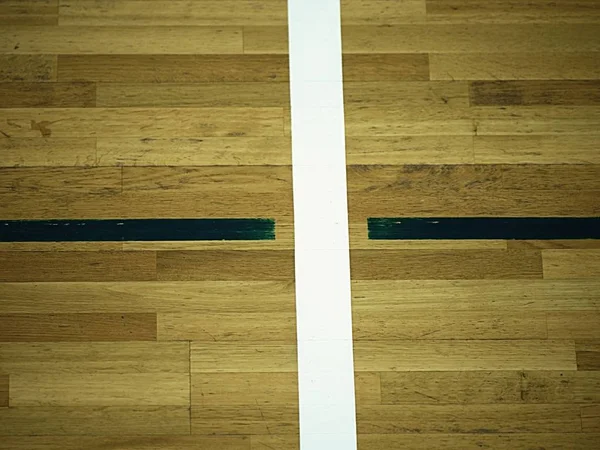 Hall floor in a gymnasium with crossed lines. Contour lines of basketball and handball playgrounds.