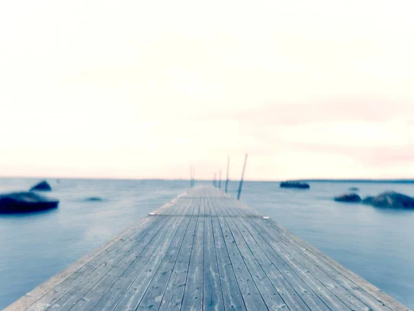 Talpa Legno Abbandonata Mare All Alba Colore Rosa Azzurro Gentile — Foto Stock