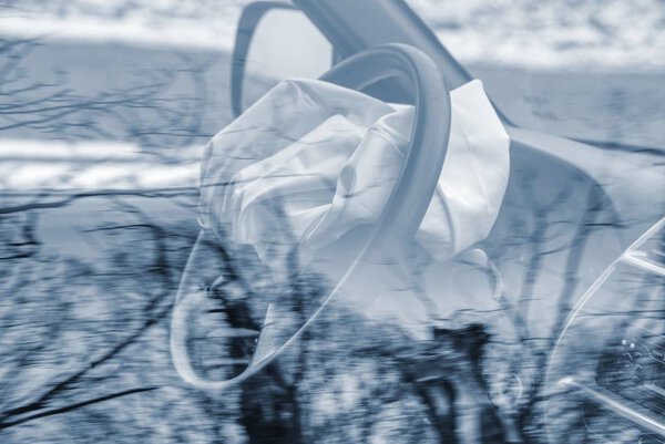 Airbag exploded at car accident. Car crash and airbag worked well. 