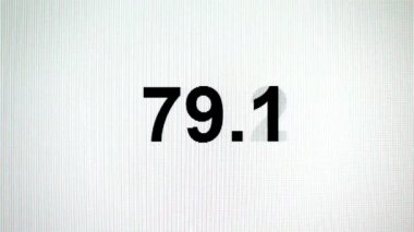Ayrıntılı Lcd ekranda dijital geri sayım. Siyah sayılar bir ondalık basamak ile.