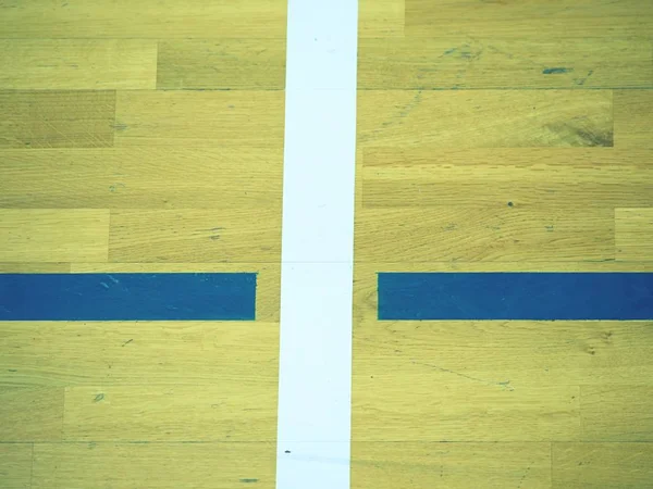 Close Vista Del Pavimento Legno Basketball Court Sala Sportiva Con — Foto Stock