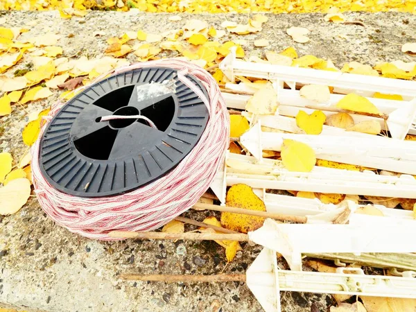 Plastic poles with metal spike use for cows electric fence — Stock Photo, Image