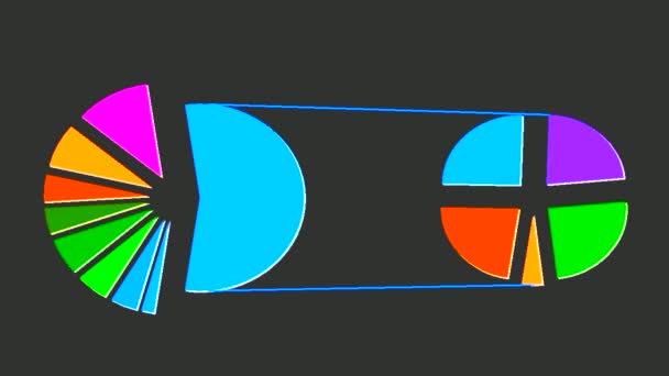 Kreisdiagramme Kuchendiagrammgruppe Zwischen Scheiben Perfekt Für Geschäftspräsentationen — Stockvideo