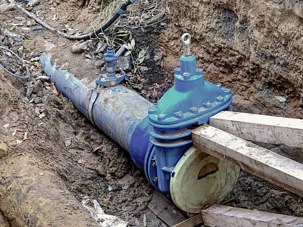 建設現場だ水道管の修理 — ストック写真