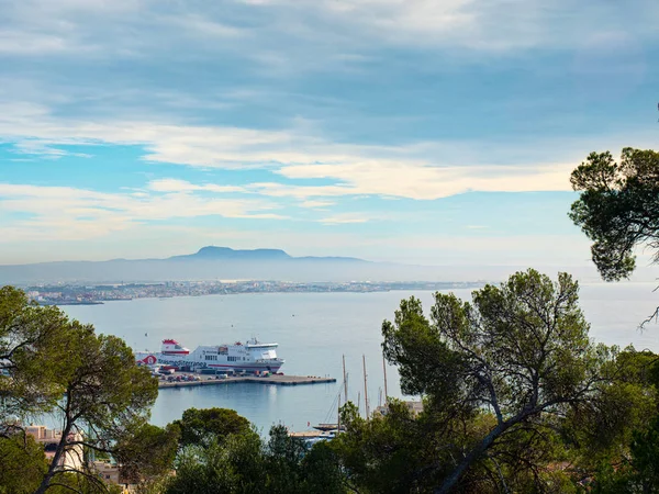 Skyline Van Palma Mallorca Havenzicht Vanaf Castell Bellver Januari 2020 — Stockfoto