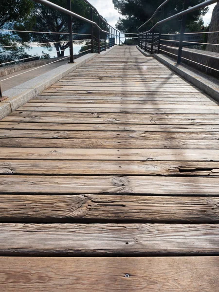 Près Des Planches Bois Chemin Pour Fauteuils Roulants Chemin Sans — Photo