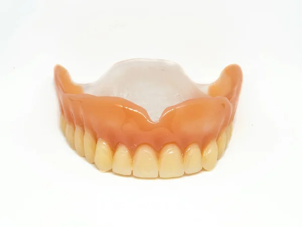 Dentadura Removível Completa Palato Superior Excelente Trabalho Dentista Dentes Isolados — Fotografia de Stock