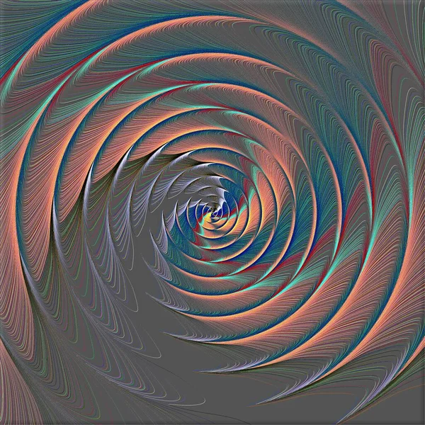 Червоно Блакитна Спіраль Кінцем Посередині Цифрове Абстрактне Зображення Психоделічною Спіраль — стокове фото
