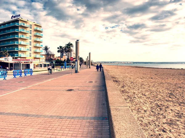 Palma Mallorca Tengerparti Sétány Üres Stranddal 2020 Január — Stock Fotó