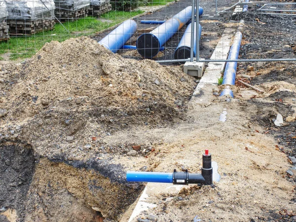 Válvula Con Reducción Presión Sistema Suministro Agua Potable Reconstrucción Del — Foto de Stock