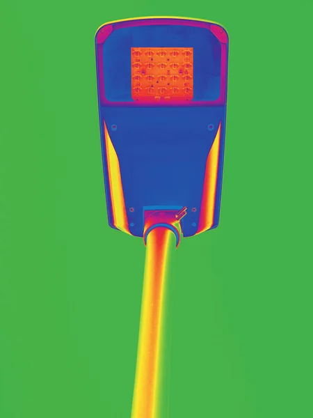 Escaneo Movimiento Del Poste Lámpara Calle Mostrando Radiación Térmica Infra —  Fotos de Stock