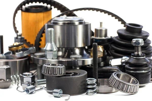 Parts for cars. Hub, belt; filter. Assortment. — Stock Photo, Image