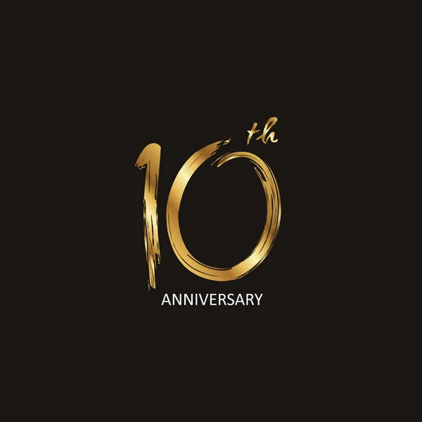 Brush Paint Celebrating Anniversary Number 10Th Year Anniversary Luxury Duo — Stock Vector