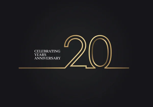 Yıl Yıldönümü Logosu Altın Renkli Font Numaraları Birleşik Tek Bir — Stok Vektör